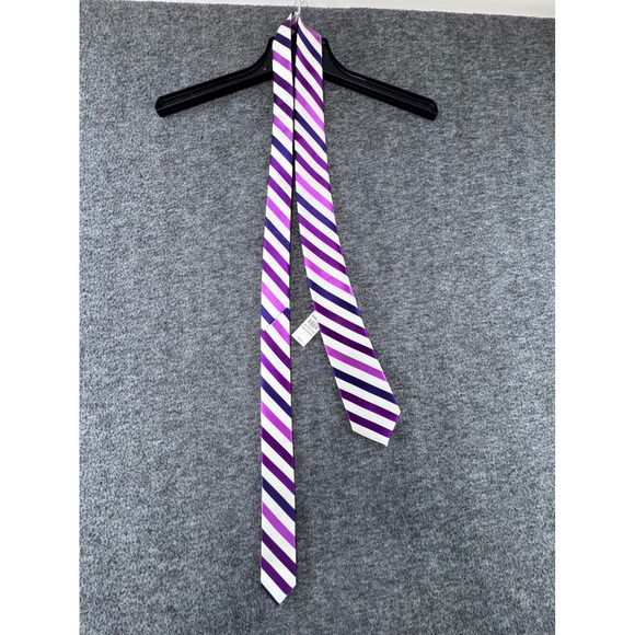 Express Other - Express Mens Purple White Striped Silk‎ Necktie New With Tags